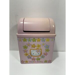 Sanrio Vintage Hello Kitty Desk Tin Box Garbage Trash Can Dust Box japan 1997